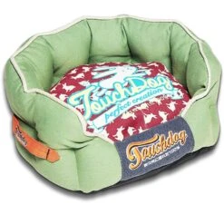 Touchdog ® 'Lazy-Bones' Rabbit-Spotted Rounded Designer Dog Bed -Tropiclean Store touchdog r lazy bones rabbit spotted premium rounded fashion designer pet dog bed lounge 304017