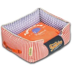 Touchdog ® 'Polka-Striped' Rectangular Designer Premium Dog Bed -Tropiclean Store touchdog r polka striped polo easy wash rectangular fashion designer pet dog bed lounge 348152