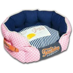 Touchdog ® 'Polka-Striped' Polo Designer Premium Rounded Dog Bed -Tropiclean Store touchdog r polka striped polo rounded fashion designer pet dog bed lounge 331644