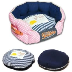 Touchdog ® 'Polka-Striped' Polo Designer Premium Rounded Dog Bed -Tropiclean Store touchdog r polka striped polo rounded fashion designer pet dog bed lounge 373144