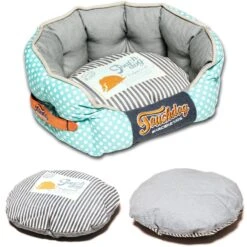 Touchdog ® 'Polka-Striped' Polo Designer Premium Rounded Dog Bed -Tropiclean Store touchdog r polka striped polo rounded fashion designer pet dog bed lounge 849409