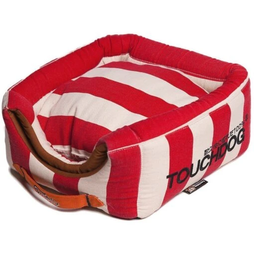 Touchdog ® 'Polo-Striped' 2-in-1 Convertible And Collapsible Dog And Cat Bed -Tropiclean Store touchdog r polo striped convertible squared 2 in 1 collapsible pet dog cat bed house 229565