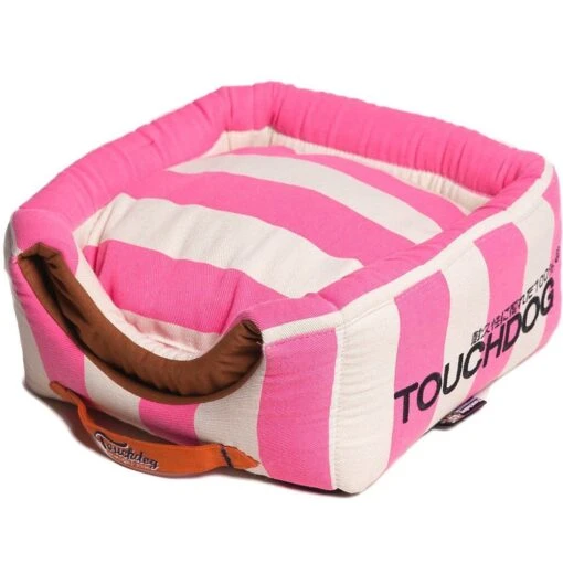 Touchdog ® 'Polo-Striped' 2-in-1 Convertible And Collapsible Dog And Cat Bed -Tropiclean Store touchdog r polo striped convertible squared 2 in 1 collapsible pet dog cat bed house 431128