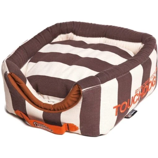 Touchdog ® 'Polo-Striped' 2-in-1 Convertible And Collapsible Dog And Cat Bed -Tropiclean Store touchdog r polo striped convertible squared 2 in 1 collapsible pet dog cat bed house 530785