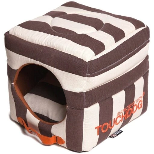 Touchdog ® 'Polo-Striped' 2-in-1 Convertible And Collapsible Dog And Cat Bed -Tropiclean Store touchdog r polo striped convertible squared 2 in 1 collapsible pet dog cat bed house 695280