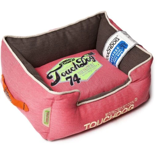 Touchdog ® 'Sporty Vintage' Original Reversible Rectangular Designer Dog Bed -Tropiclean Store touchdog r sporty vintage original throwback reversible plush rectangular pet dog bed 250979