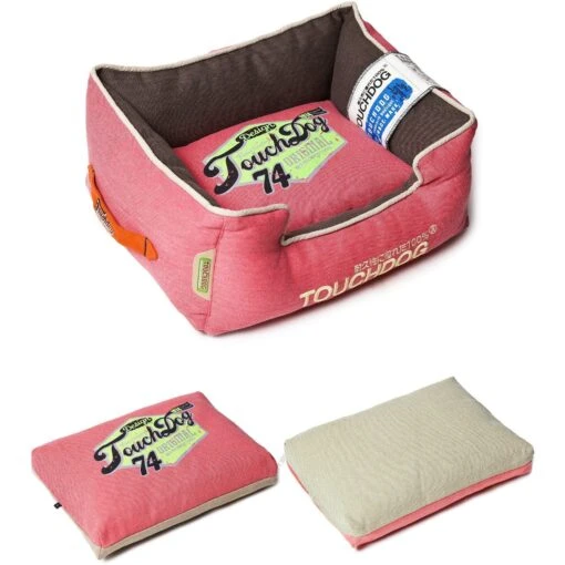 Touchdog ® 'Sporty Vintage' Original Reversible Rectangular Designer Dog Bed -Tropiclean Store touchdog r sporty vintage original throwback reversible plush rectangular pet dog bed 296448