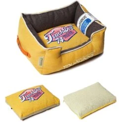 Touchdog ® 'Sporty Vintage' Original Reversible Rectangular Designer Dog Bed -Tropiclean Store touchdog r sporty vintage original throwback reversible plush rectangular pet dog bed 362314