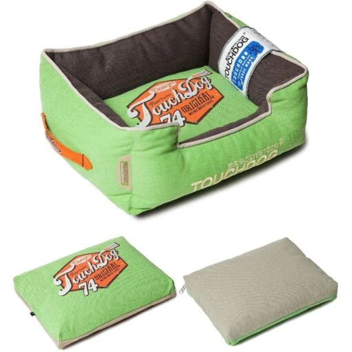 Touchdog ® 'Sporty Vintage' Original Reversible Rectangular Designer Dog Bed -Tropiclean Store touchdog r sporty vintage original throwback reversible plush rectangular pet dog bed 534015