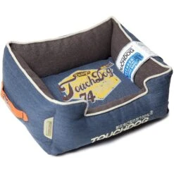 Touchdog ® 'Sporty Vintage' Original Reversible Rectangular Designer Dog Bed -Tropiclean Store touchdog r sporty vintage original throwback reversible plush rectangular pet dog bed 724818