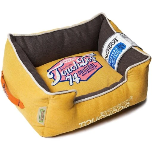 Touchdog ® 'Sporty Vintage' Original Reversible Rectangular Designer Dog Bed -Tropiclean Store touchdog r sporty vintage original throwback reversible plush rectangular pet dog bed 913995