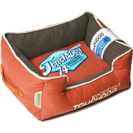 Touchdog ® 'Sporty Vintage' Original Reversible Rectangular Designer Dog Bed -Tropiclean Store touchdog r sporty vintage original throwback reversible plush rectangular pet dog bed 987573