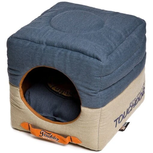 Touchdog ® 'Vintage Squared' 2-in-1 Convertible And Collapsible Dog And Cat Bed -Tropiclean Store touchdog r vintage squared convertible and reversible retro printed 2 in 1 collapsible pet dog cat house bed 315960