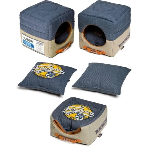 Touchdog ® 'Vintage Squared' 2-in-1 Convertible And Collapsible Dog And Cat Bed -Tropiclean Store touchdog r vintage squared convertible and reversible retro printed 2 in 1 collapsible pet dog cat house bed 438792