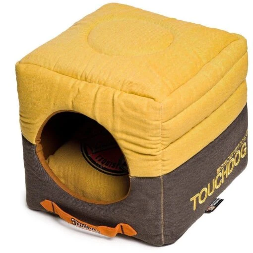 Touchdog ® 'Vintage Squared' 2-in-1 Convertible And Collapsible Dog And Cat Bed -Tropiclean Store touchdog r vintage squared convertible and reversible retro printed 2 in 1 collapsible pet dog cat house bed 479484