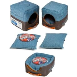 Touchdog ® 'Vintage Squared' 2-in-1 Convertible And Collapsible Dog And Cat Bed -Tropiclean Store touchdog r vintage squared convertible and reversible retro printed 2 in 1 collapsible pet dog cat house bed 615278