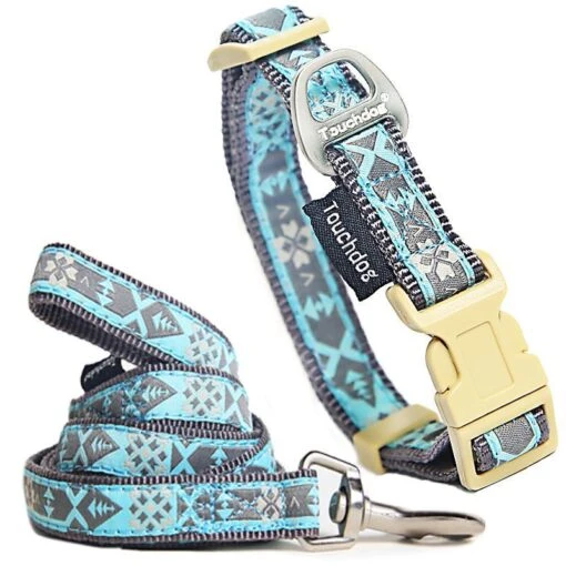 Touchdog 'Shape Patterned' Tough Stitched Embroidered Collar And Leash -Tropiclean Store touchdog shape patterned tough stitched embroidered collar and leash 812307