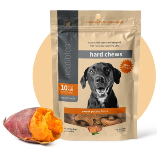 Treatibles Full Size Large GF Sweet Potato Extra Strength Hard Chews 10mg (45 Ct) Hard Chew Dog Supplements - 8 Oz Bag -Tropiclean Store treatibles full size large gf sweet potato extra strength hard chews 10mg 45 ct hard chew dog supplements 8 oz bag 415607