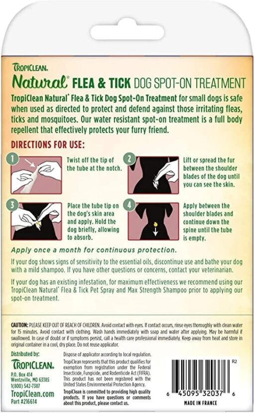 Tropiclean Flea & Tick Spot On Treatment For Small Dogs Up To 35lbs -Tropiclean Store tropiclean flea tick spot on treatment for small dogs up to 35lbs 698742