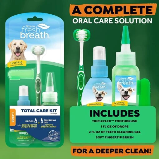 Tropiclean Fresh Breath Large Dog Total Care Kit - 2 Oz -Tropiclean Store tropiclean fresh breath large dog total care kit 2 oz 393135