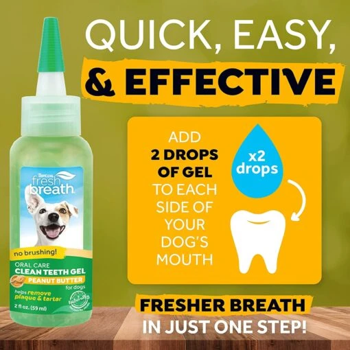 Tropiclean Fresh Breath No Brushing Clean Teeth Oral Care Gel Peanut Butter - 2 Oz -Tropiclean Store tropiclean fresh breath no brushing clean teeth oral care gel peanut butter 2 oz 142941