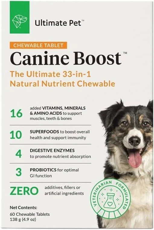 Ultimate Pet Nutrition Canine Boost Tablets Instant Nutrition Booster Dog Supplements - 60 Count -Tropiclean Store ultimate pet nutrition canine boost tablets instant nutrition booster dog supplements 60 count 126890