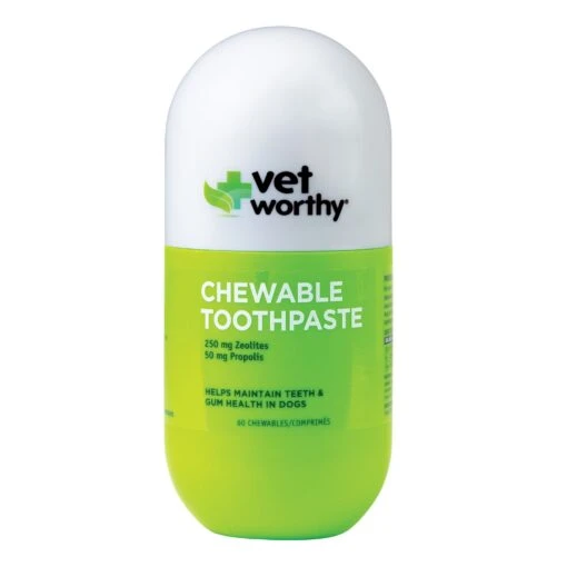 Vet Worthy Chewable Toothpaste Dental Dog Care - 60 Ct Capsule Bottle -Tropiclean Store vet worthy chewable toothpaste dental dog care 60 ct capsule bottle 448165