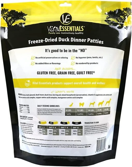 Vital Essentials Duck Dinner Patties Freeze-Dried Dog Food - 14 Oz -Tropiclean Store vital essentials duck dinner patties freeze dried dog food 14 oz 954173