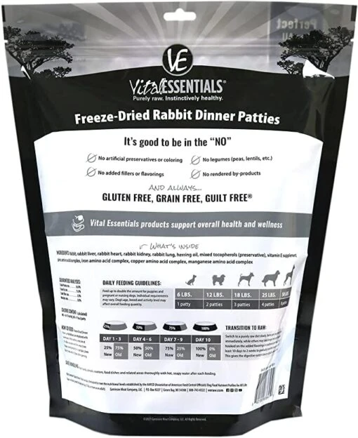 Vital Essentials Rabbit Dinner Patties Freeze-Dried Dog Food - 14 Oz -Tropiclean Store vital essentials rabbit dinner patties freeze dried dog food 14 oz 802908