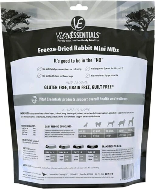 Vital Essentials Rabbit Mini Nibs Freeze-Dried Dog Food - 14 Oz -Tropiclean Store vital essentials rabbit mini nibs freeze dried dog food 14 oz 206324