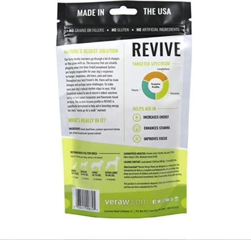 Vital Essentials REVIVE Hemp Chews Freeze-Dried Dog Treats - 3 Oz -Tropiclean Store vital essentials revive hemp chews freeze dried dog treats 3 oz 848199