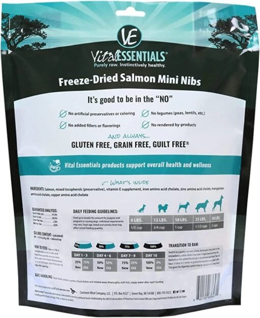 Vital Essentials Salmon Mini Nibs Freeze-Dried Dog Food - 14 Oz -Tropiclean Store vital essentials salmon mini nibs freeze dried dog food 14 oz 210110