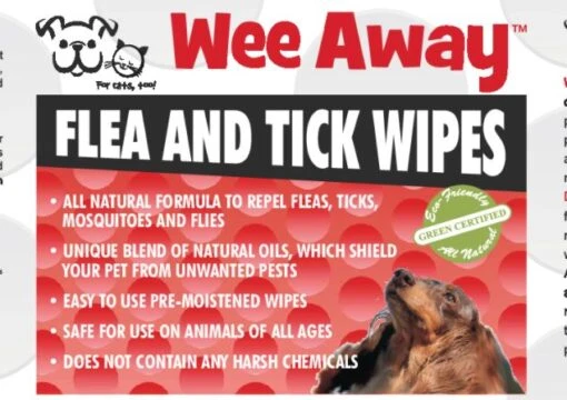 Wee Away Flea And Tick Wipes - Mini Size Cat And Dog Wipes - 10 Wipes Per Pack - 10 Packs -Tropiclean Store wee away flea and tick wipes mini size cat and dog wipes 10 wipes per pack 10 packs 487359