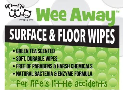 Wee Away Floor And Surface Wipes - Mini Size Cat And Dog Wipes - 10 Wipes Per Pack - 10 Packs -Tropiclean Store wee away floor and surface wipes mini size cat and dog wipes 10 wipes per pack 10 packs 818999