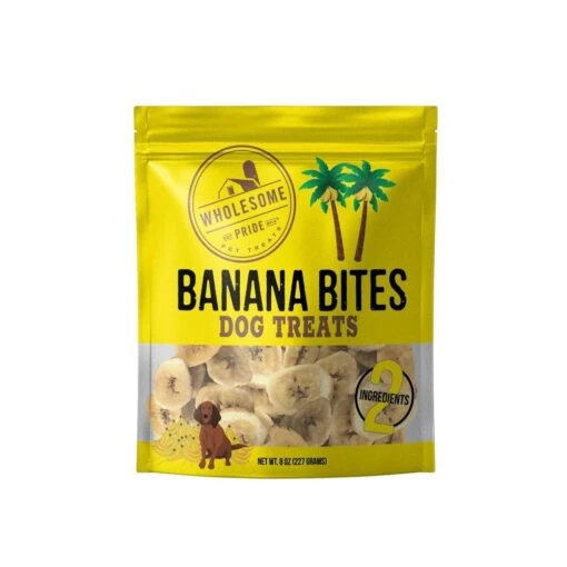 Wholesome Pride Banana Bites Dog Dehydrated Treats - 8 Oz Bags -Tropiclean Store wholesome pride banana bites dog dehydrated treats 8 oz bags 741648